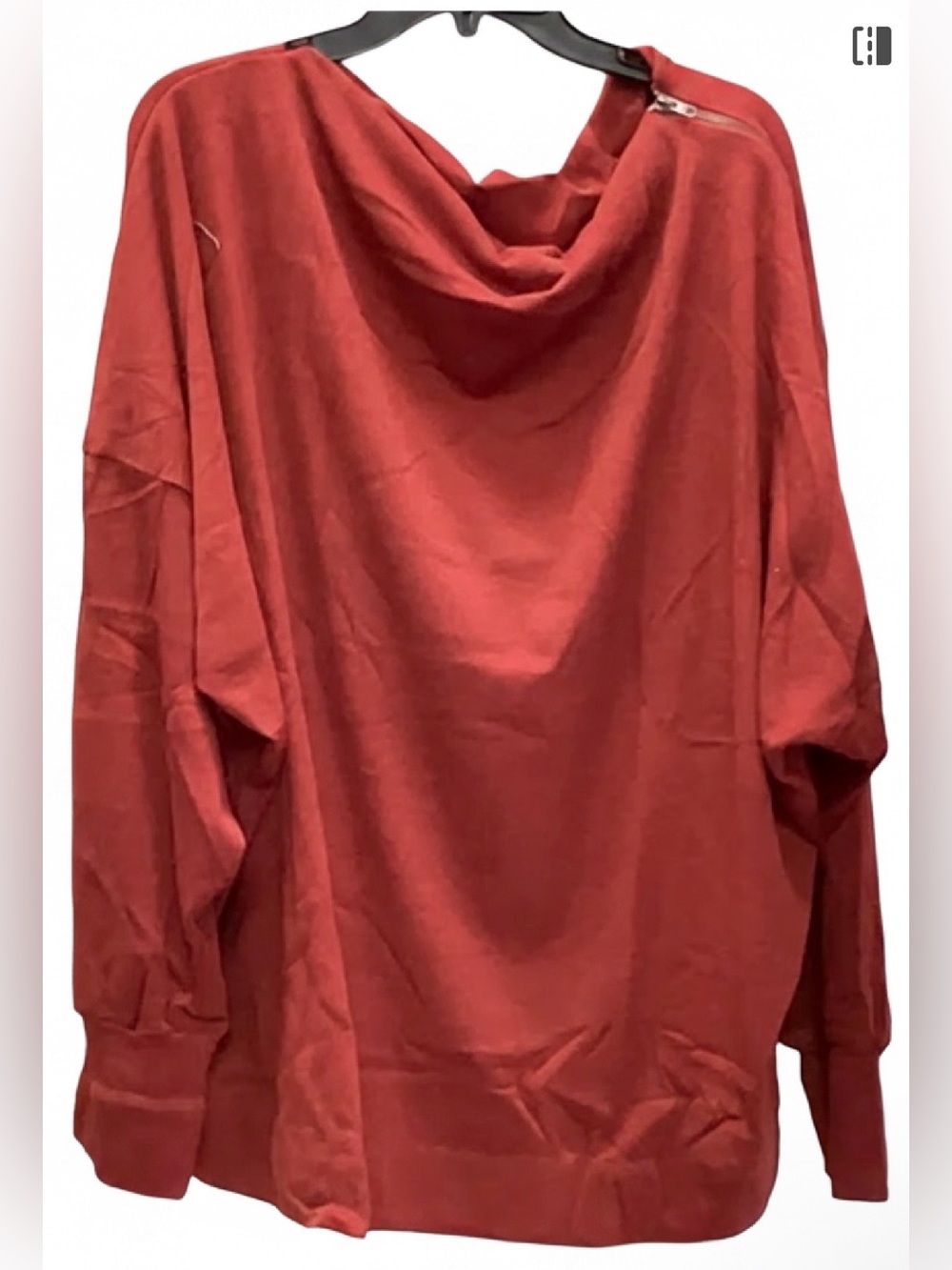 Hayden 3x BNWT Brick Red Orangy Knit Pullover with wide neck and shoulder zipper